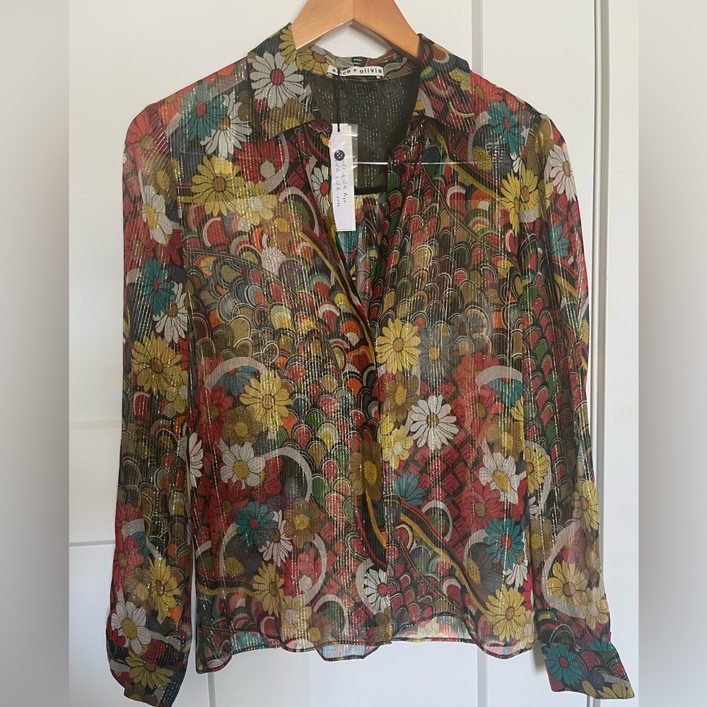 Alice + Olivia Colorful Floral Blouse NWT Small